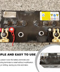 Top view of Heavy Duty Battery Terminal Connectors For Top Post Cars Positive And Negative Cable Clamps Galvanized Steel Rust Proof Build.