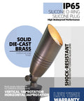 Brass Landscape Spotlight 4-Pack With Bulb Kit Dope Outdoor Uplights for House and Tree Low Voltage 12V LED spotlight close-up