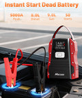 All In One Jump Starter With Air Compressor Portable 12V Battery Pack for 9 Liter Gas and 8 Liter Diesel Engines with clamps