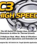 Rugged Nails Heavy Duty Spindle Bearings 2 Pack C3 Clearance close-up of bearing design for thermal management and smooth operation.