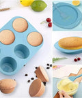 All In One Silicone Baking Set 7 In 1 For Ovens With Brush And Spatula And Round Square And Loaf Pan Molds In Blue Nonstick