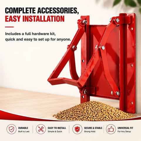Heavy Duty Steel Sliding Grain Gate 9 By 9 Inch Slide Door For Ibc Tank And Grain Bin Manual Bulk Feed Dispenser installation kit with red steel frame