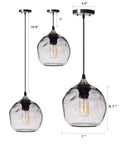 Two Pack Pendant Lights Art Glass Snowflake Design For Kitchen Island And Bedroom Nook, clear seeded bubble glass, 7 inch