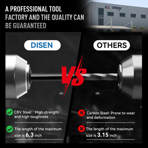 Comparison of CRV steel with others in Beefy Pro Grade 9 Piece Torx Star Allen Wrench Set with Long Arm Keys T10 to T50.