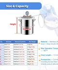 Top Shelf 304 Stainless Steel Vacuum Chamber For Resin And Silicone Degassing With Crystal Clear Dome and Quick Hookup Hose Six Gallon Capacity with dimensions and specifications.