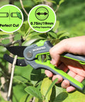 Anvil Pruning Shears 8-Inch Heavy Duty Gardening Hand Pruner with SK5 Steel Sharp Blades in use on green plant branch