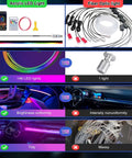 Comparison of RGB Car Interior LED Strip Light 43.3 Inch With USB Port And App Control, highlighting acrylic vs fiber optic lighting.