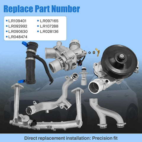Heavy Duty Billet Aluminum Coolant Pipe Kit Upgrade For Jaguar F Type F Pace showing various aluminum piping components and connections.