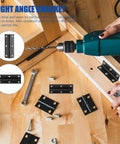 Stainless Steel 90 Degree Corner Braces L Shaped Brackets With Screw Holes 4 Pack shown in use for furniture assembly