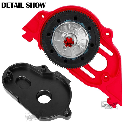 Aluminum Motor Mount Gear Cover Upgrade Kit For 1/10 Granite, Senton, Vorteks, and Big Rock 3S BLX Mega 550 Red in detail