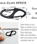 Mini Carabiner Clips 1.6 Inch Metal Double Sided Spring Gate Snap Hooks Keychain Clasps 10 Pack, black specs and size comparison