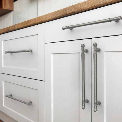 Cabinet with 10 Pack Weathered Nickel Cabinet Pulls 7.5 Inch Overall Length With 192 Millimeter Center To Center Hole For Cabinets Drawers Closets And Furniture AL3089