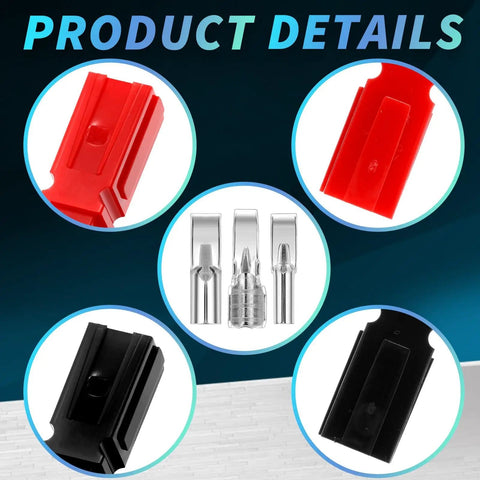 Close-up of red and black shells with silver plated copper contacts from 120 Piece Power Connector Kit With Quick Disconnect Battery Terminals 15A 30A 45A Assortment