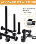 175-Piece 1/4-20 Flat Socket Head Screws Set With Black Oxide Finish, stainless steel bolts and lock nuts displayed