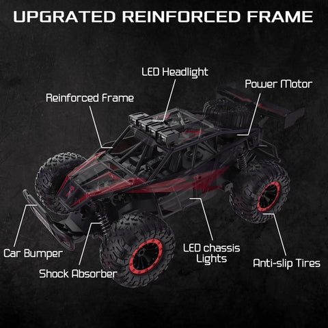 Beast Mode One Sixteen Scale Off Road RC Monster Truck With Twenty Kmph Top Speed LED Headlights And Chassis Lights