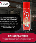 Universal Foam Fire Extinguisher Spray 500ml Compact Cylinder in kitchen, showcases safety instructions and dimensions.