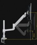 Premium Column Monitor Desk Stand For 17 To 30 Inch Screens With Smooth Spring Lift showing adjustable arm and height details.