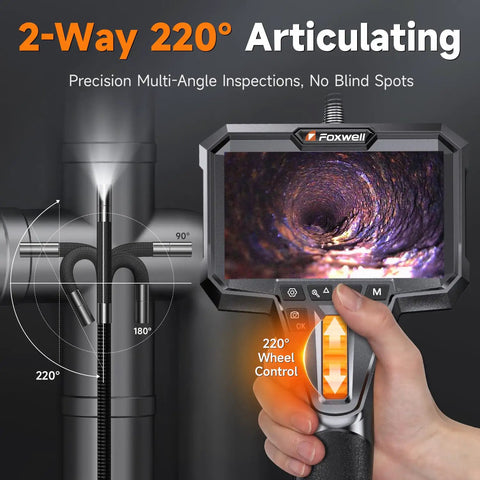 Ultra Slim 0.24-Inch Two-Way Articulating Borescope With Light displayed using 220° articulation for inspection