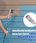 Airless Spray Gun Swivel Connector For Magnum Straight Hose Eliminates Hose Twists And Kinks Smooth Pressure Rolling Pro Grade Accessory For Precision Exterior And Detail Spraying Projects, stainless steel swivel on hose