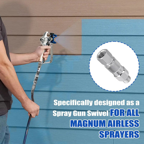 Airless Spray Gun Swivel Connector For Magnum Straight Hose Eliminates Hose Twists And Kinks Smooth Pressure Rolling Pro Grade Accessory For Precision Exterior And Detail Spraying Projects, stainless steel swivel on hose