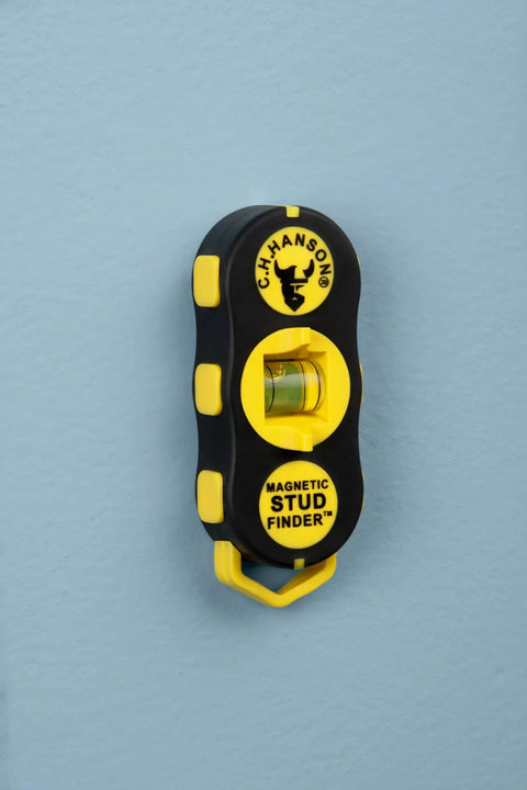 Magnetic Stud Finder With Battery-Free Design, Rare Earth Magnets, Finds Nails And Screws Behind Drywall, Built-In Rotating Level For Precise TV Mounts, Shelves, And Home Projects on wall