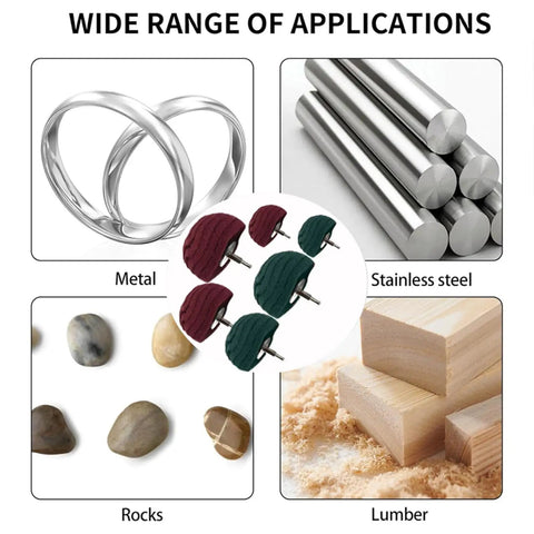Six Pack Non Woven Abrasive Drill Buffing Wheel Set With 1/4 Inch Shank for metal, rocks, stainless steel, lumber polishing