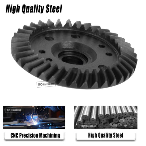 Beefed Up One Tenth Scale RC Differential Gear Assembly Upgrade Kit With Steel Front And Rear Helical Gears showing CNC machining