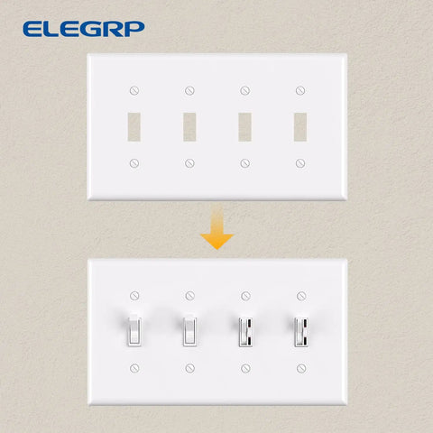 4 Gang Toggle Switch Wall Plate Mid Size Tough As Nails Built To Last Unbreakable Polycarbonate Gloss White Finish