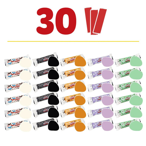 Fresh Spooky Modeling Clay 30 Pack Fun Size Sticks with colorful wraps in 5 spooky colors for Halloween crafting.