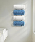 4 Tier Wall Mounted Towel Rack Organizer For Towels Blankets And Bath Sheets Space Saving Storage For Small Bathrooms RV Closets