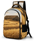 Vintage Barn Tractor Wheat Farm Print Unisex Daypack With Extra Large Capacity Durable Polyester Travel Backpack