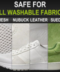 Premium Sneaker Cleaning Kit With Foam Shoe Cleaner For White Shoes And All Materials Like PU Synthetic Leather Canvas Mesh And Rubber Gentle Non Bleach Formula With Brush Microfiber Towel And Cleaning Wipe 100ml Great For White Kicks safe for all washable fabrics including mesh, nubuck leather, suede.