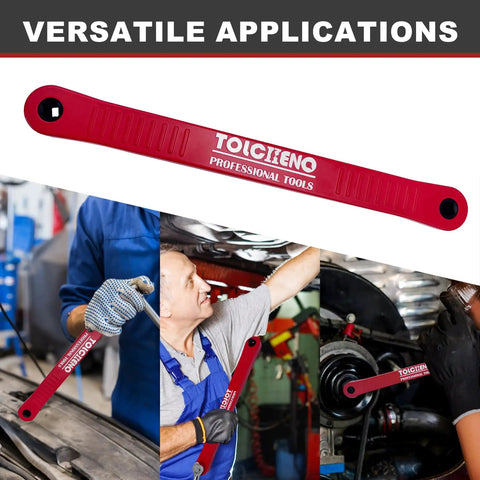 Zero Offset Extension Wrench Set Pro Grade Extender Tool With 1/4 Inch, 3/8 Inch, And 1/2 Inch Square Drive Adapters For Tight Spots Versatile Universal Wrenches Built Tough From Aluminum Alloy And Chrome Vanadium Sockets Red in use by mechanics