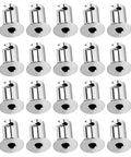 7/16 Inch Stainless Steel Quarter Turn Dzus Button Fasteners Point Five Inch Grip featuring a tough chrome finish, 20 pack.