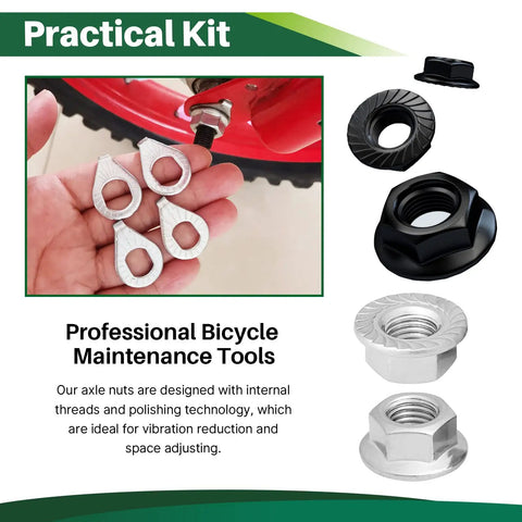 Hands holding parts of a 60 Pcs Bicycle Wheel Axle Nut And Safety Washer Kit With M8 M10 M16 M18 Nuts And Fasteners