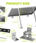 Diagram showing Adjustable Solar Panel Tilt Mount Brackets For RVs And Roofs 15 To 30 Degree Tilt, dimensions and components labeled.
