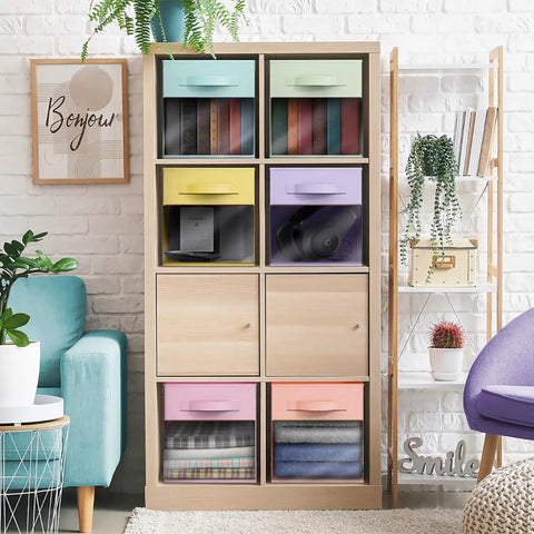 Total Game Changer Storage Bins With Clear View Panels, Foldable Pop Up Organizers, 13 Inch Pastel Multi Color Six Pack Set For Closet Decluttering And Home Organization