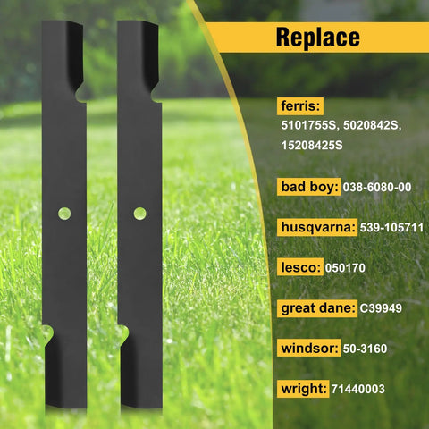 61 Inch Lawn Mower Blades Set For Scag Ferris Bad Boy Mowers Provide Clean Precise Cuts Replace 5020842S 15208425S 48111 481708 Beefy Pro Grade Replacement Blades