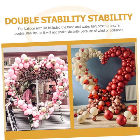 LABRIMP balloon stand kit for heart arch; pastel balloons for wedding decor; includes base and water bag for stability.