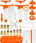 Hydraulic Bike Brake Bleed Kit For Shimano, SRAM, Tektro, And Magura with 10 copper adapters and visual oil cup displayed.