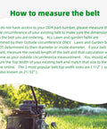 Instructions on measuring for Beefy Five Eighths Inch Wide Forty One And One Half Inch Variable Speed Drive Belt For Forty Two And Forty Six Inch Walk Through Frame Riding Mowers From 1999 And Newer Easy Fit Toro 1120305 LX500 LX425 LX460 LX420 LX426 And MTD Cub Cadet Models