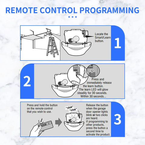 Programming instructions for Universal Garage Door Opener Remote For 1993 To Today With Easy Plug And Play Pairing Replaces 893LM G953EV-P2 2 Pack