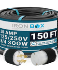 Rock Solid Nema L14 30P To L14 30R Generator Extension Cord 8 Gauge 4 Prong Soow Power Cable Rated For 30 Amps And 125 250 Volts 150 FT.