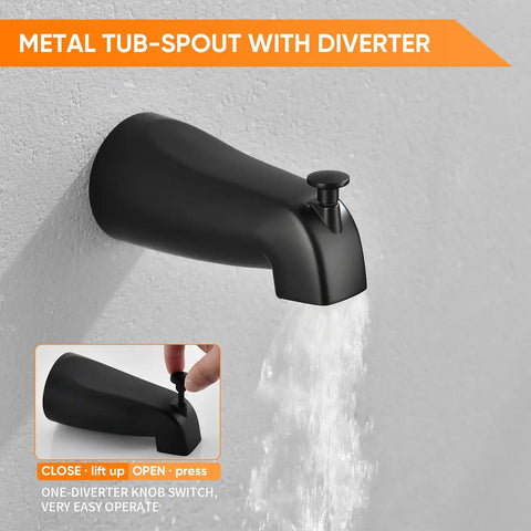 Slick Matte Black Tub Shower Faucet Set Featuring Real Deal High Pressure Rain Shower Head With Prime Waterfall Flow And Top Notch Drip Free Spout For Your Fresh Bathroom Refresh