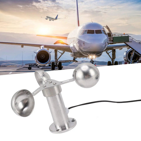 Pro Grade Wind Speed Sensor Anemometer With 8m Cable Lightweight Aluminum Alloy Build 360 Degree Wind Speed And Direction Measurement For Power Plants And Meteorology Monitoring Top Notch Performance shown with aircraft