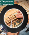 10X Magnifying Glass With Light And Stand For Close Work 2 In 1 Real Glass Desk Lamp inspecting model with magnified detail view