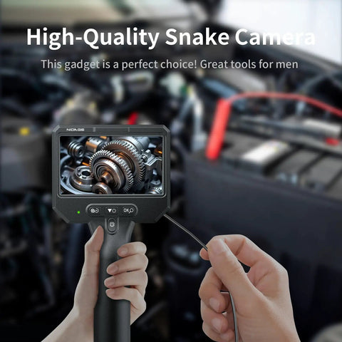 Ultra Slim 3.9mm Endoscope Camera With Light 1920P HD Borescope displaying car engine on 4.3 Inch IPS Screen