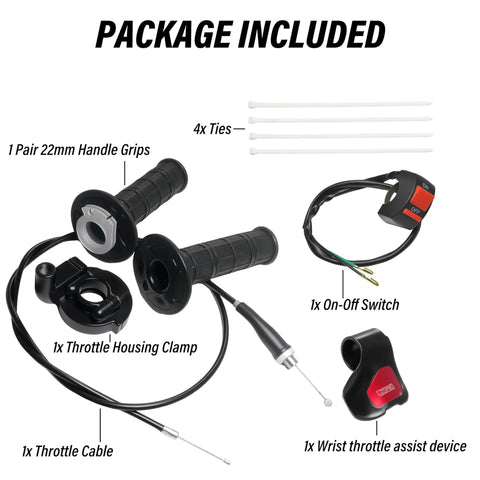BeefedUp 7/8 Inch Twist Throttle And Cable Kit For Mini Bikes Replacement Fits BT200X CT200U EX MB200 Predator 212cc And 196cc Engines With Cruise Control Black