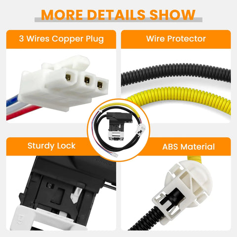 Stress Free Washer Lid Lock Switch Replacement For Whirlpool Kenmore Maytag And Amana Washers W11307244 connector details with ABS material.