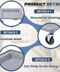 Heavy Duty Dish And Glass Rack Dolly 21x21x3 Inch With Four Wheels 250 Lb Load Capacity Locking Casters details including grooves and universal wheel